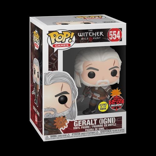 Funko Pop! #554 Geralt (Igni) - The Witcher III (3) Wild Hunt, Condition: Good, Exclusive: GameStop Exclusive, Variant: Glow in the Dark