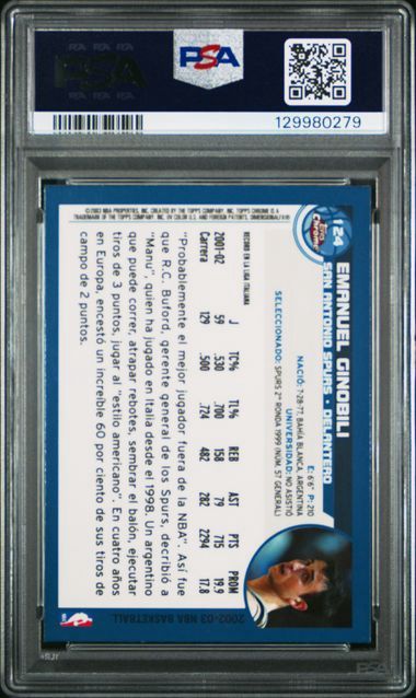 PSA - 9 - 2002 Topps Chrome Emanuel Ginobili Argentinian #124 [129980279]
