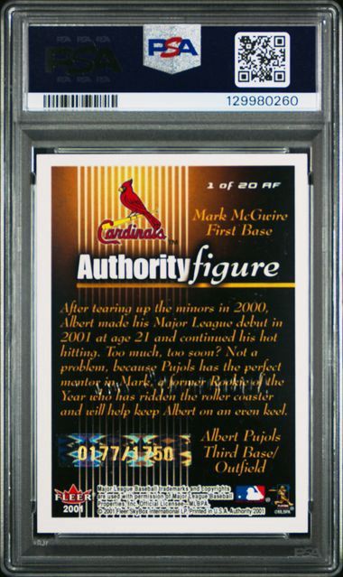 PSA - 9 - 2001 Fleer Authority A.Pujols/M.McGuire Authority Figure #1 [129980260]