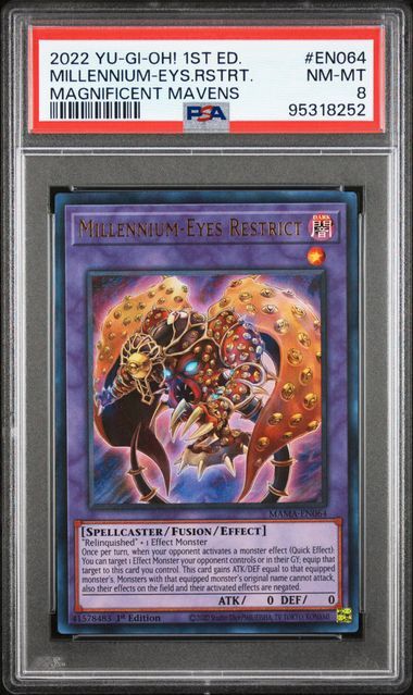 PSA 8 - 2022 YU-GI-OH! MAMA-MAGNIFICENT MAVENS #EN064 MILLENNIUM-EYS.RSTRT. MAGNIFICENT MAVENS (95318252)