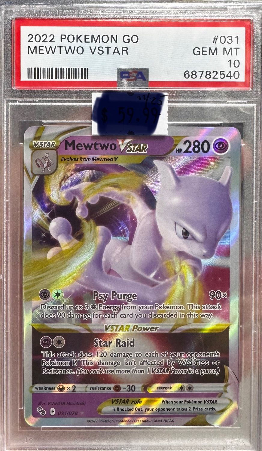 PSA 10 - 2022 Pokemon Go - Mewtwo VSTAR - #031 - [68782540]