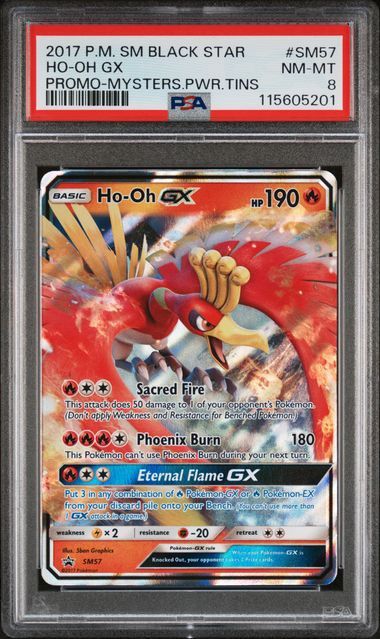 PSA - 8 - 2017 P.M. SM Black Star Ho-Oh GX Promo-Mysters PWR TINS #SM57 [115605201]