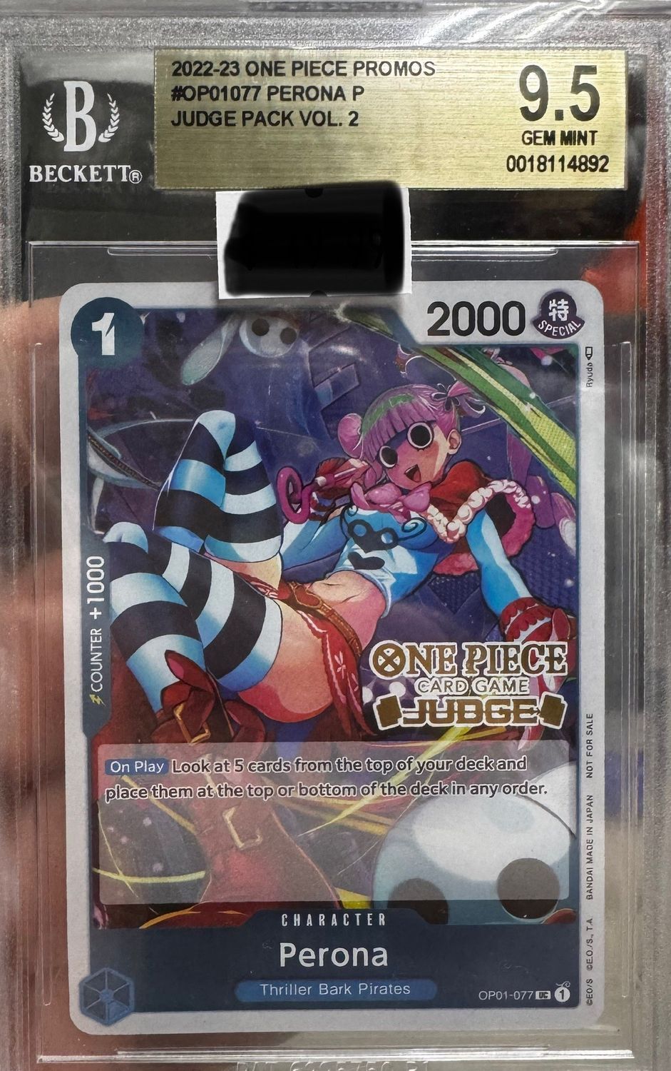 BGS 9.5 - 2022-23 One Piece Promos - #OP01077 Perona P - Judge Pack Vol. 2 - [0018114892]