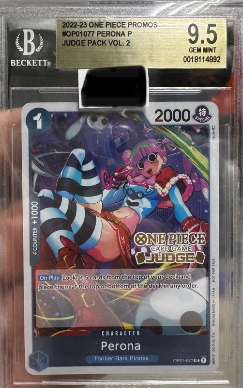 BGS 9.5 - 2022-23 One Piece Promos - #OP01077 Perona P - Judge Pack Vol. 2 - [0018114892]
