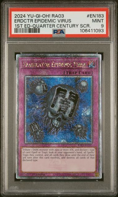 PSA - 9 2024 Yu-Gi-Oh! RA03 ERDCTR Epidemic Virus 1st ED-Quarter Century SCR. [106411093]