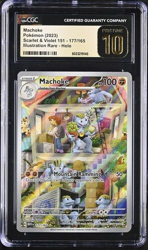 CGC - 10 - Black Label - Machoke Pokemon (2023) Scarlet &amp; Violet 151 177/165 Illustration Rare Holo [6023219145]