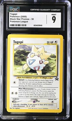 CGC - 9 - Togepi Pokemon (2000) Black Star Promos #30 Pokemon League [6034529040]