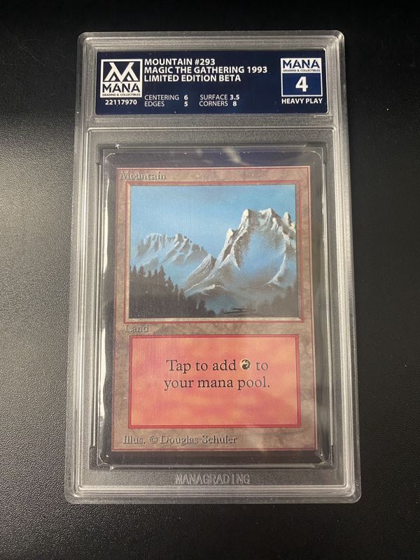 MANaA - 4 - Mountain #293 Magic the Gathering 1993 Limited Edition Beta  [22117970]