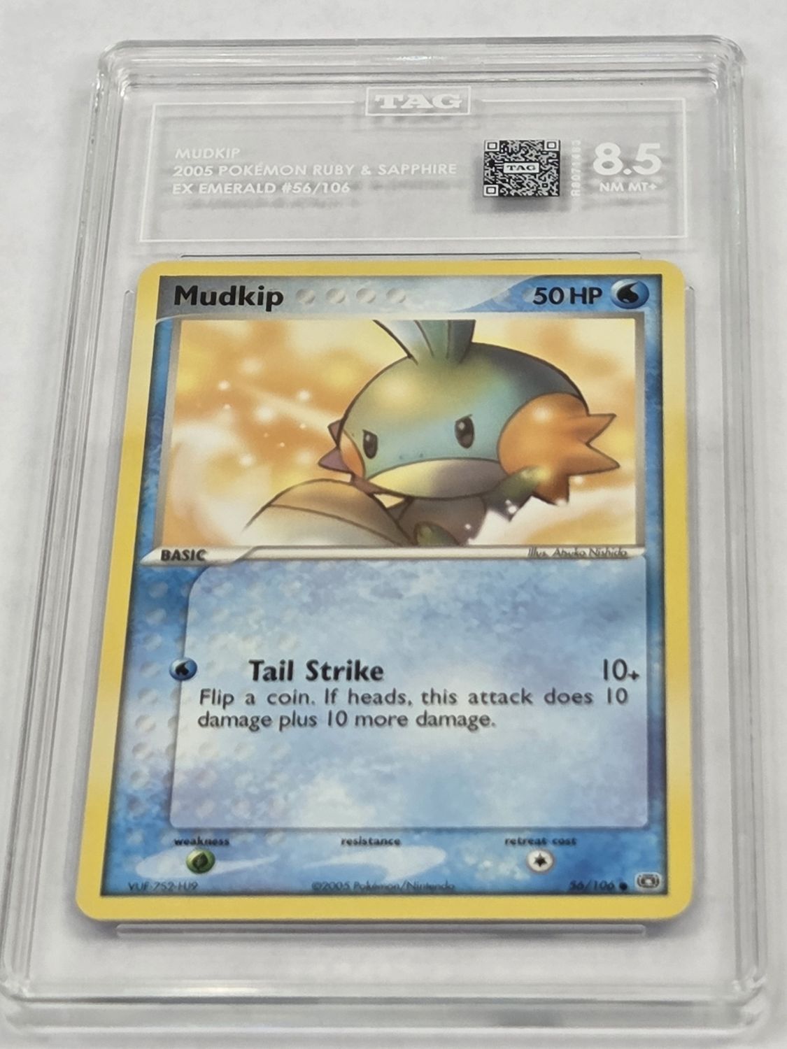 Tag - 8.5 - Mudkip - 2005 Pokemon Ruby &amp; Sapphire - EX Emerald #56/106 - Common - [R8071483]