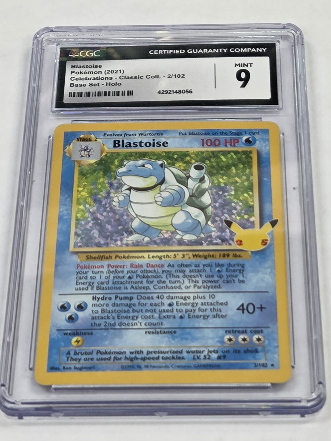 CGC - 9 - 2021 Pokemon Blastoise - Celebrations Classic Collections Base Set Holo- 2/102 - [4292148056]