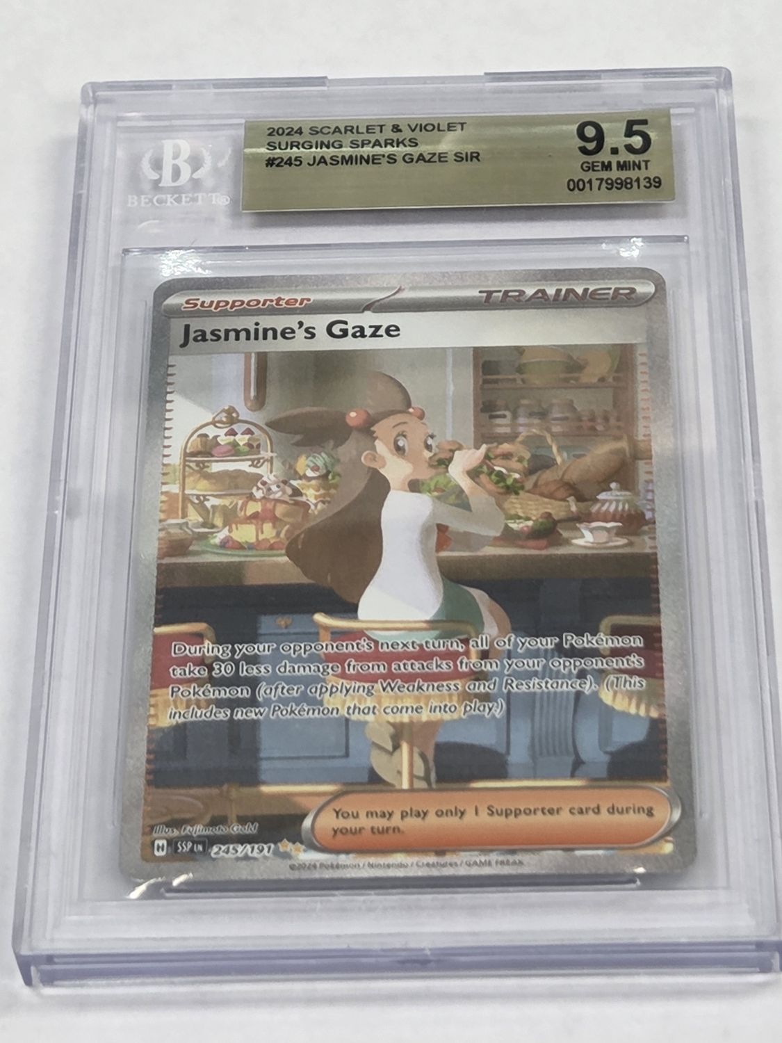 BGS - 9.5 - 2024 Pokemon Jasmine&#39;s Gaze SIR - Surging Sparks - Scarlet &amp; Violet 245/191 - [17998139]