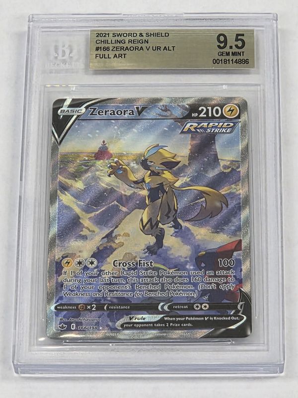 BGS - 9.5 - 2021 Pokemon Zeraora V - Sword &amp; Shield Chilling Reign - Alt Art Full Art - #166/198 - [18114886]