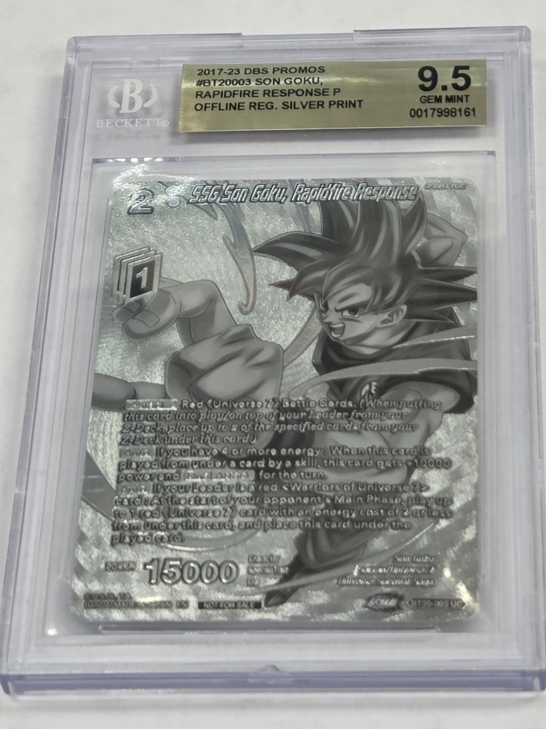 BGS 95 - 2017-23 DBS Promos - #BT20003 Son Goku, Rapid fire Response P - Offline Reg. Silver Print - [0017998161]