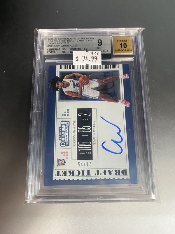 BGS - 9 - 2019-20 Contenders Draft Picks RPS College Ticket Variations Draft Ticket C #58 Coby White AU/25 (Autograph 10) [0012450671]n