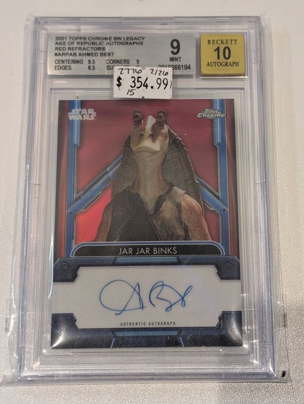 2021 Topps Chrome Star Wars Legacy Age of Republic - Red Refractor Auto ARP-ABBGS - Ahmed Best as Jar Jar Binks