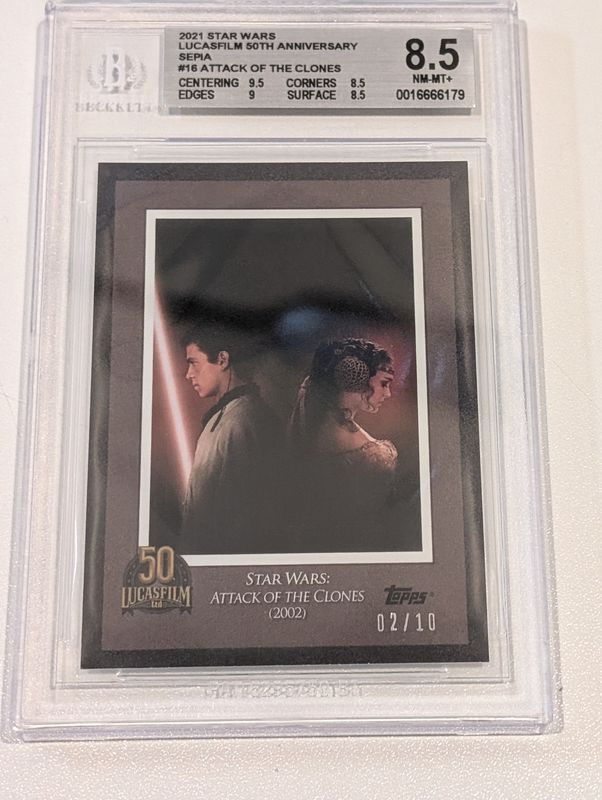BGS - 8.5 2021 Star Wars Lucasfilm 50th Anniversary Sepia 16 Attack Of The Clones 2/10