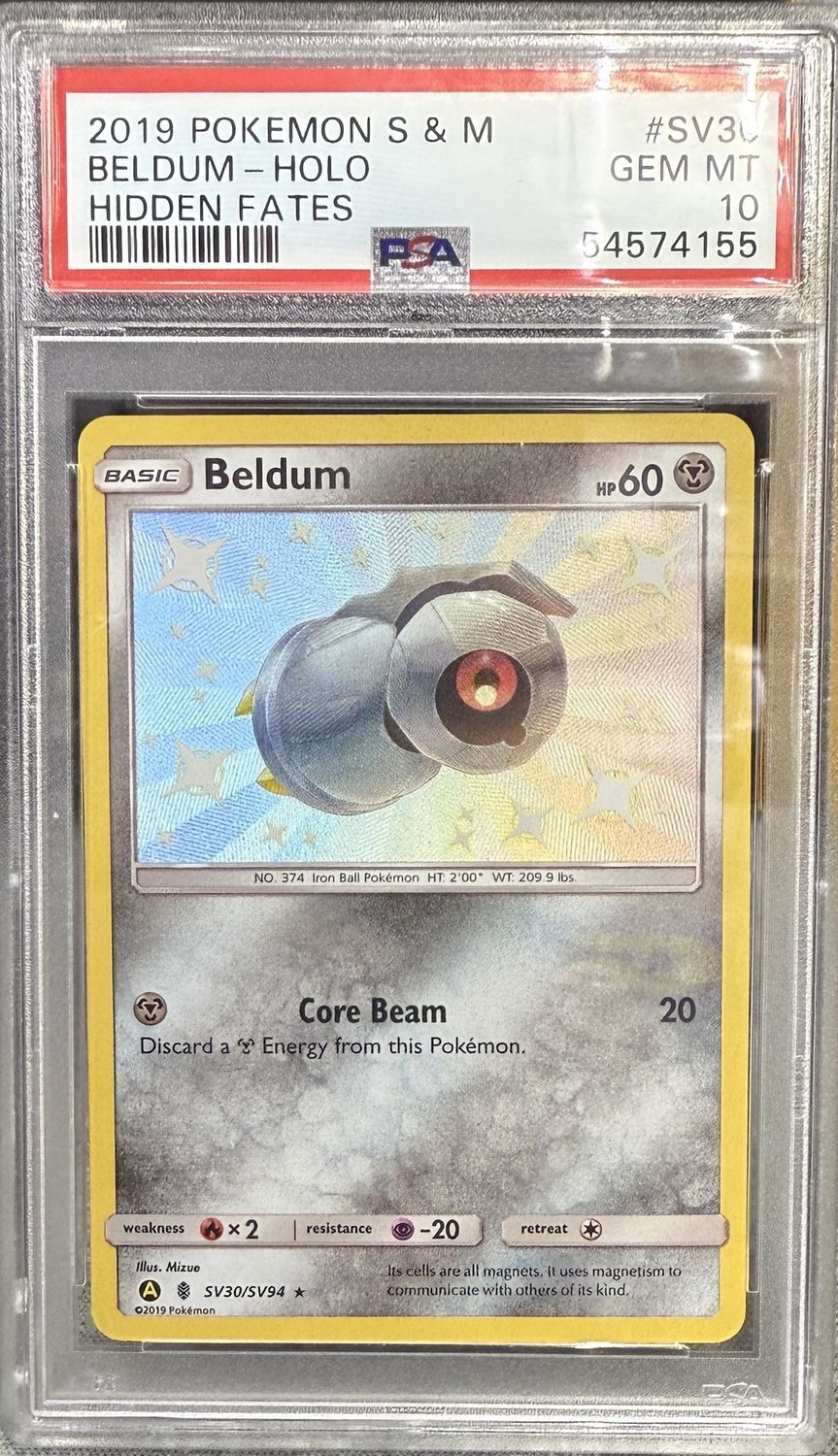 PSA 10 - 2019 Pokemon S &amp; M Beldum - Holo Hidden Fates #SV30 [54574155]