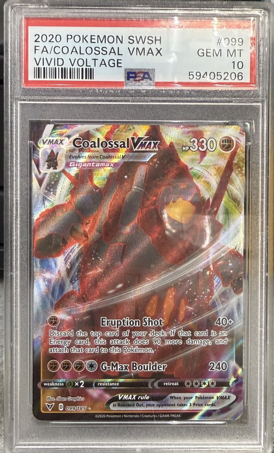 PSA 10 - 2020 Pokemon SWSH FA/Coalossal VMAX Vivid Voltage #099 [59405206]