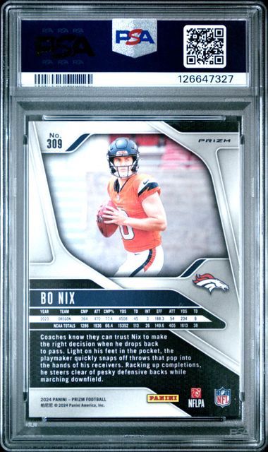 PSA 9 - 2024 Prizm Bo Nix Silver Prism #309 [126647327]