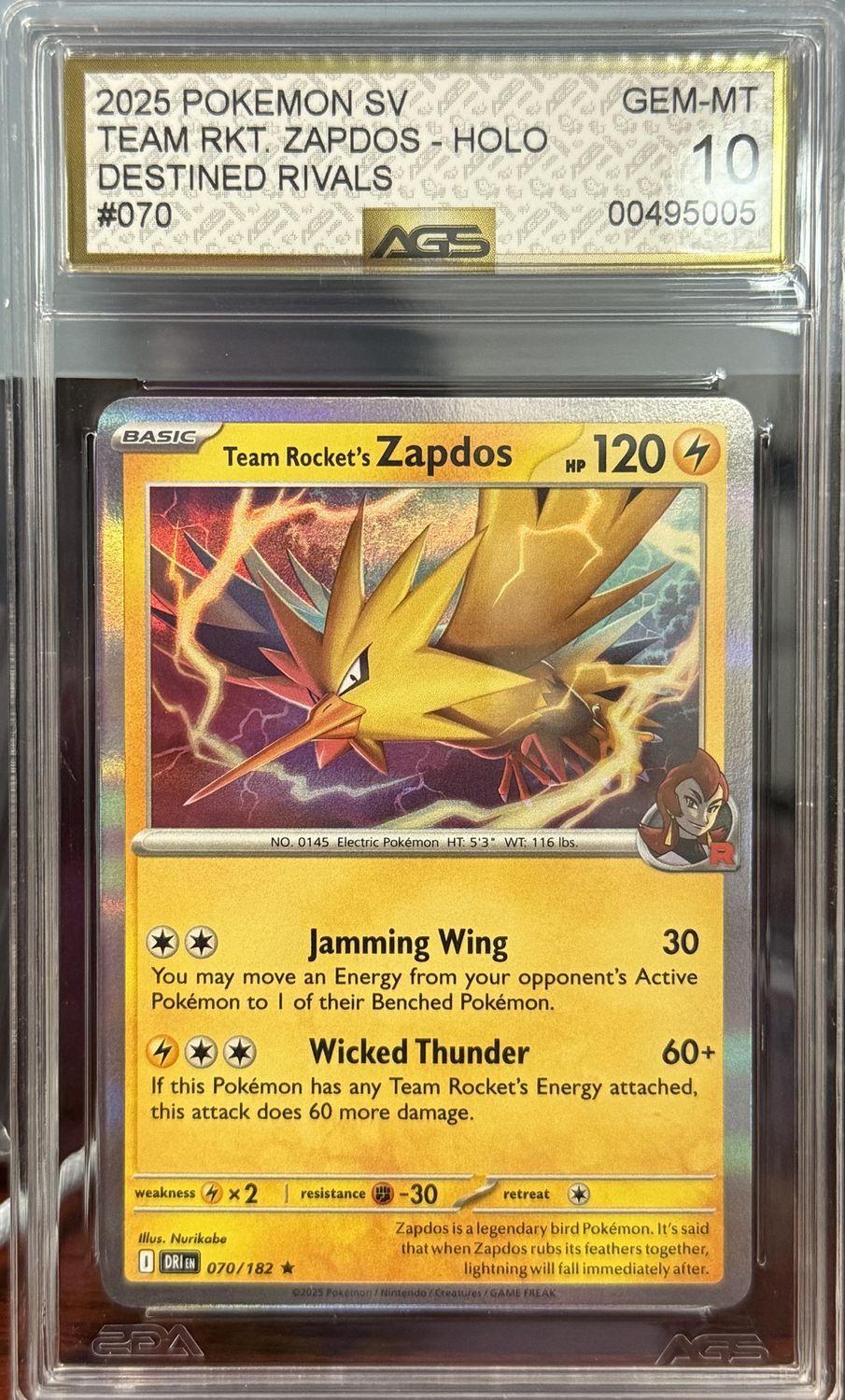 AGS 10 - 2025 Pokemon SV Team RKT. Zapdos - Holo Destined Rivals #070 [00495005]