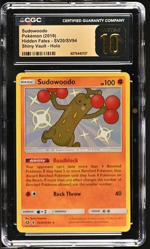 CGC Pristine 10- 2019 Pokemon Sudowoodo Hidden Fates [6075440137]