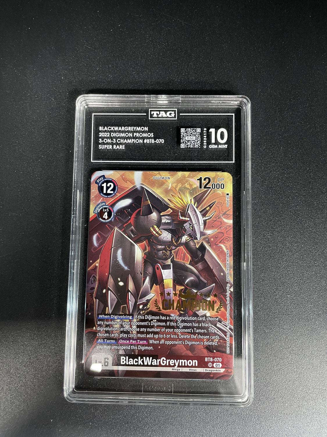TAG 10 - BLACKWARGREYMON 2022 Digimon Promos 3-on-3 Champion [G2624170]