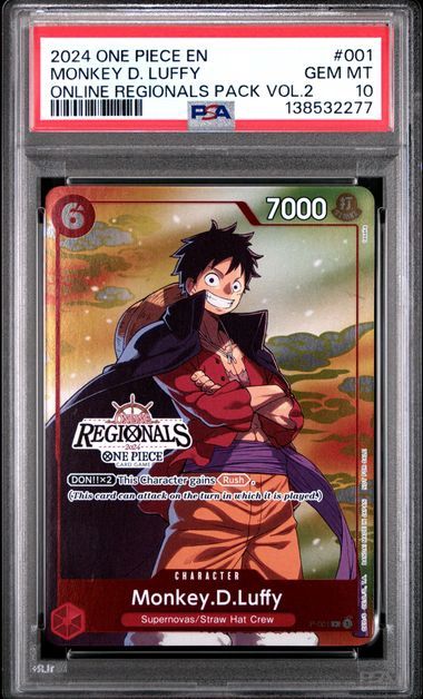 PSA 10 - 2024 One Piece EN Monkey D. Luffy Online Regionals Pack Vol. 2 #001 [138532277]