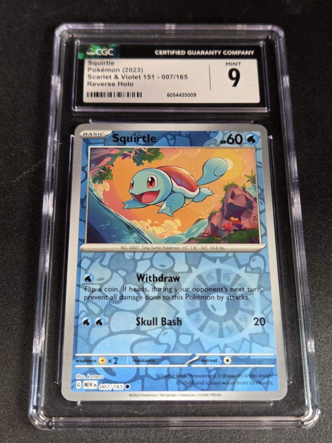 CGC - 9 - 2023 Pokemon S&amp;V 151 Squirtle Reverse Holo - 007/165 [6054425009]
