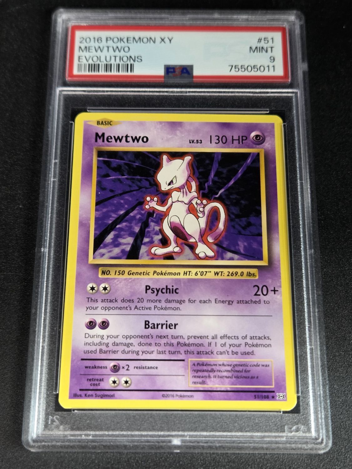 PSA - 9 - 2016 Pokemon XY Mewtwo Evoltuions #51/108 [75505011]