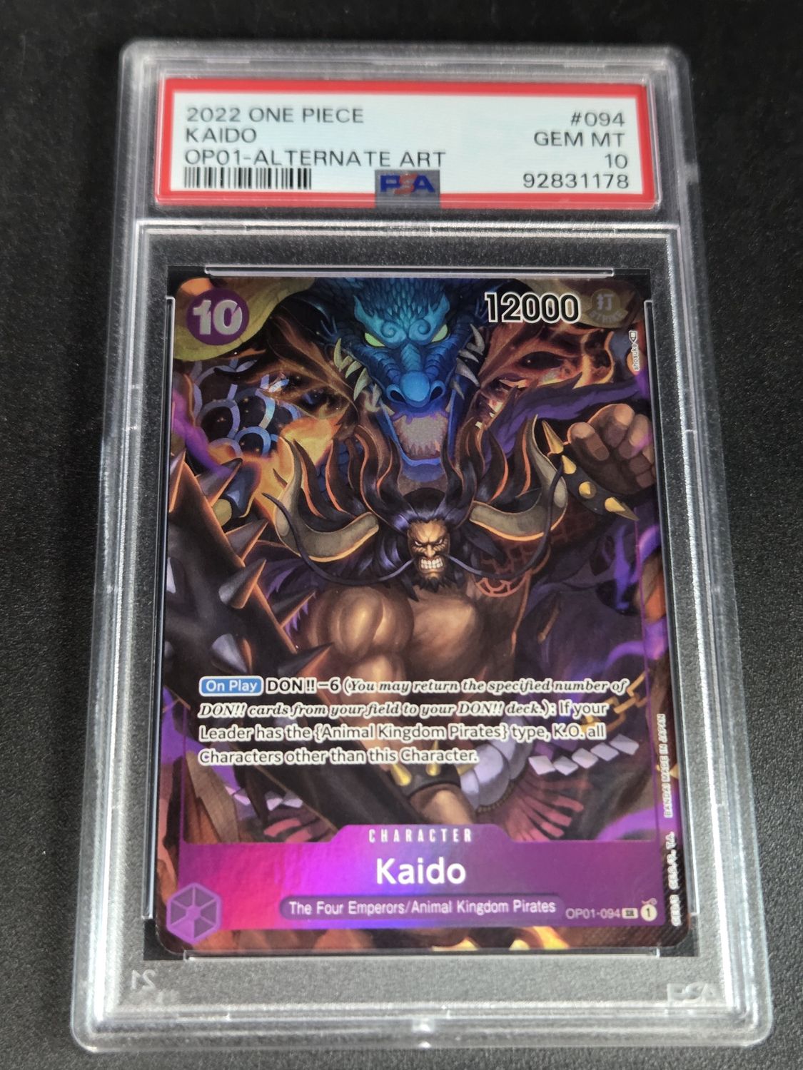 PSA - 10 - 2022 One Piece Kaido Alt Art OP01-094 [92831178]