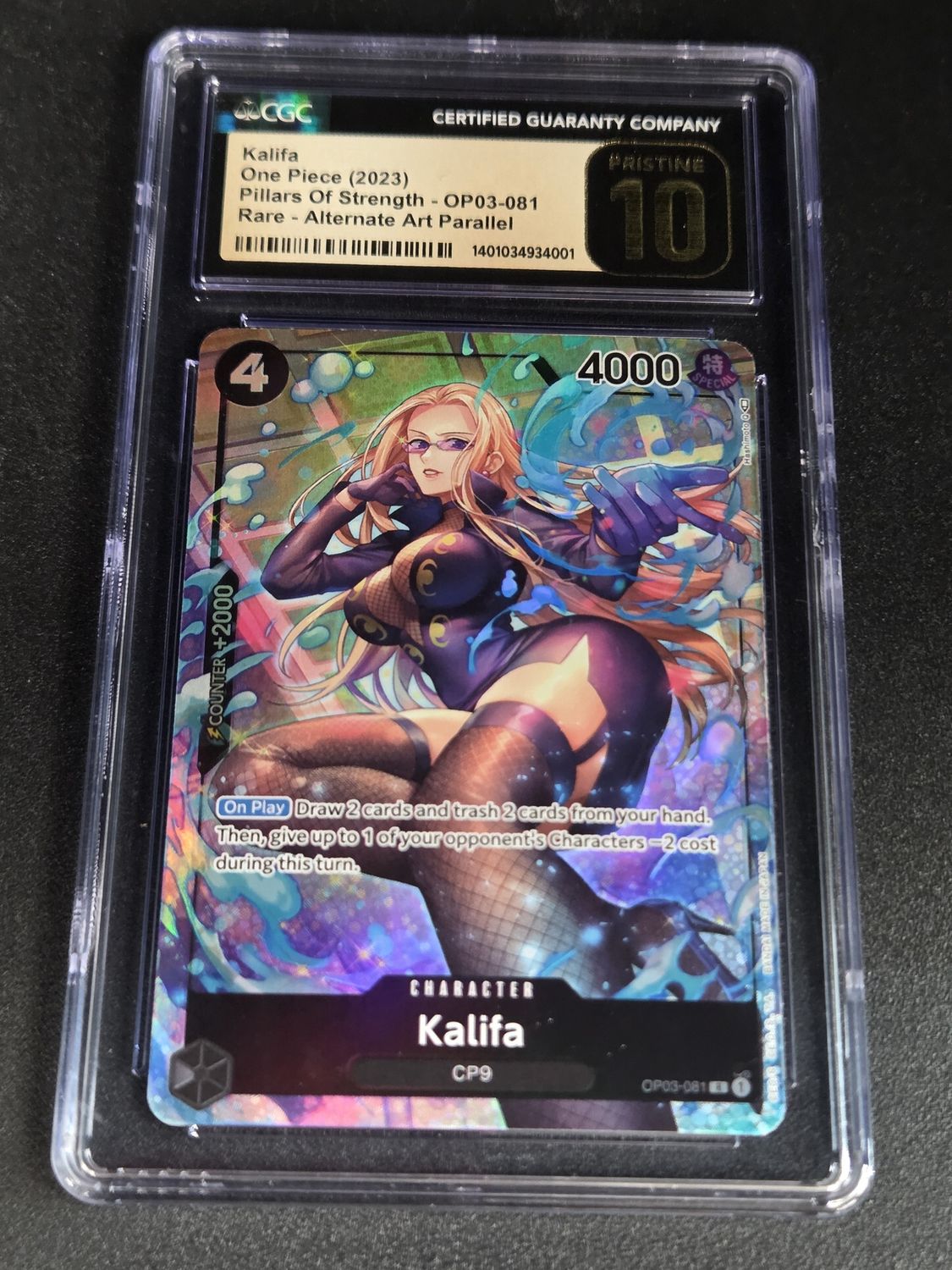 CGC - 10 - 2023 One Piece Pillars Of Strength Kalifa R Alt Art Parallel OP03-081 [1401034934001]