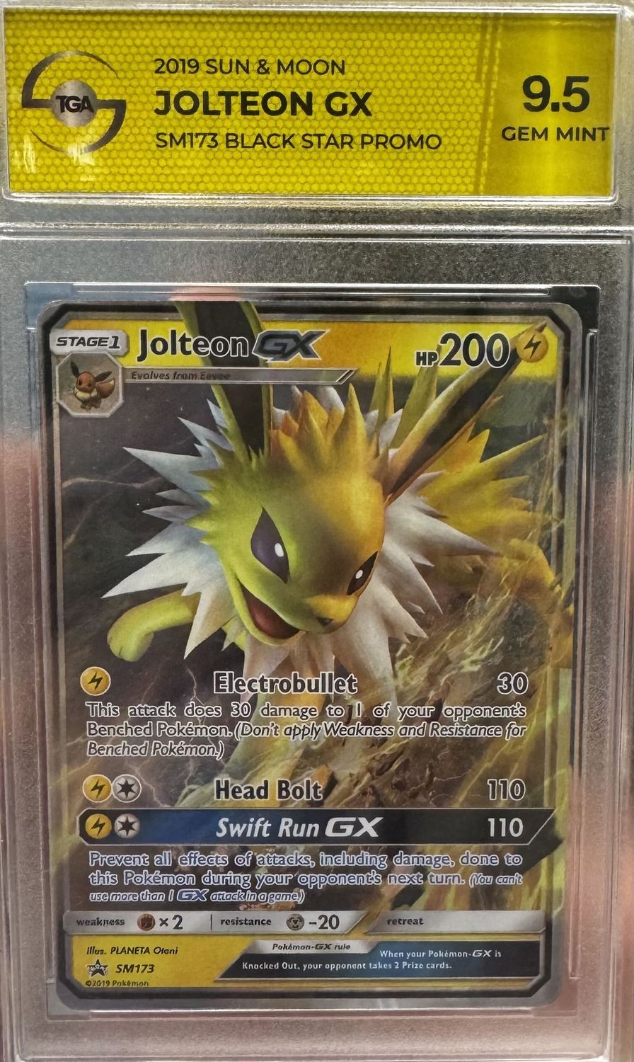 TGA 9.5 - 2019 Sun &amp; Moon Jolteon GX SM173 Black Star Promo - [TGA0009908]