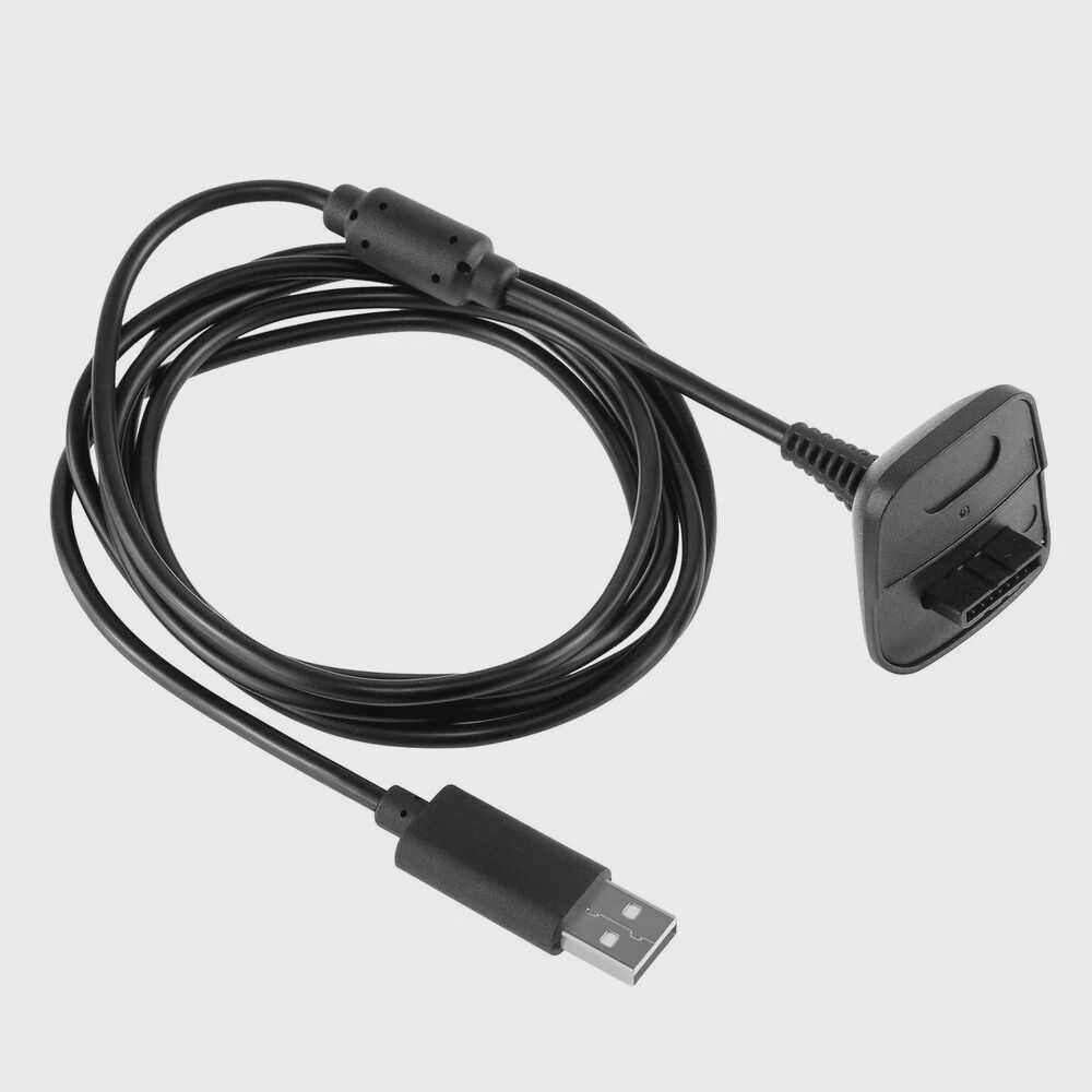 Xbox 360 Black Wireless Controller USB Charging Cable