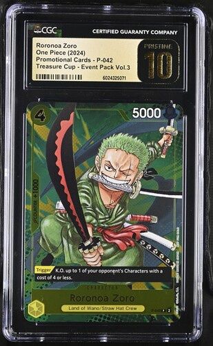 CGC Pristine 10 - Roronoa Zoro One Piece (2024) Promotional Cards - P-042 Treasure Cup - Event Pack Vol. 3 - [6024325071]