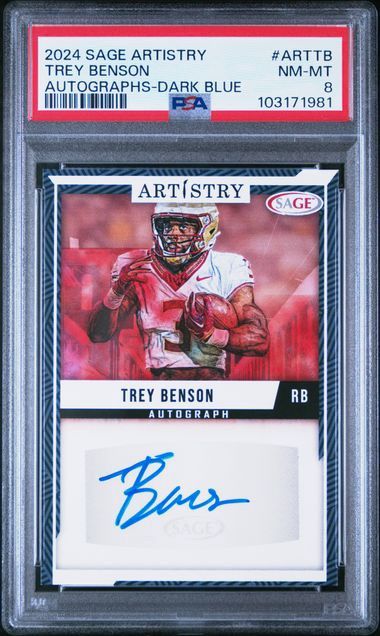 PSA- 8 2024 SAGE ARTISTRY AUTOGRAPHS #ARTTB TREY BENSON AUTOGRAPHS-DARK BLUE [103171981]