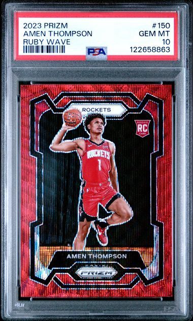 PSA 10 - 2023 Prizm Amen Thompson Ruby Wave #150 [122658863]