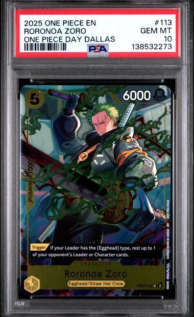 PSA 10 - #113 2025 One Piece En - Roronoa Zoro [One Piece Day Dallas] - [138532273]