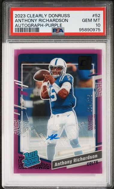 PSA - 10 - 2023 Clearly Donruss Anthony Richardson Autograph - Purple #52 [95890975]