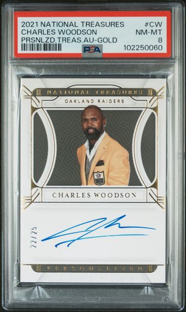 PSA - 8 - 2021 National Treasures Charles Woodson Prsnlzd.Treas.Au-Gold #CW [102250060]