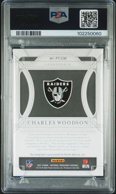 PSA - 8 - 2021 National Treasures Charles Woodson Prsnlzd.Treas.Au-Gold #CW [102250060]