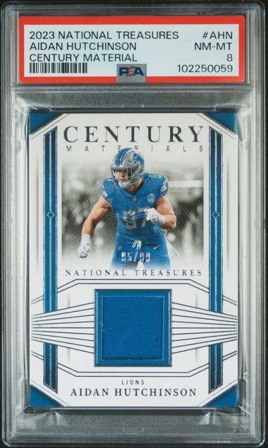 PSA - 8 - 2023 National Treasures Aidan Hutchinson Century Material #AHN [102250059]