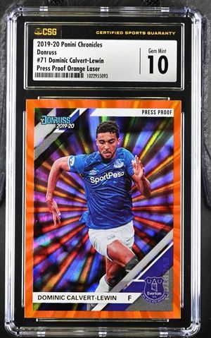 CGC 10 - 2019-20 Panini Chronicles Donruss 71 Player Dominic Calvert-Lewin Press Proof Orange Laser (1022955093)