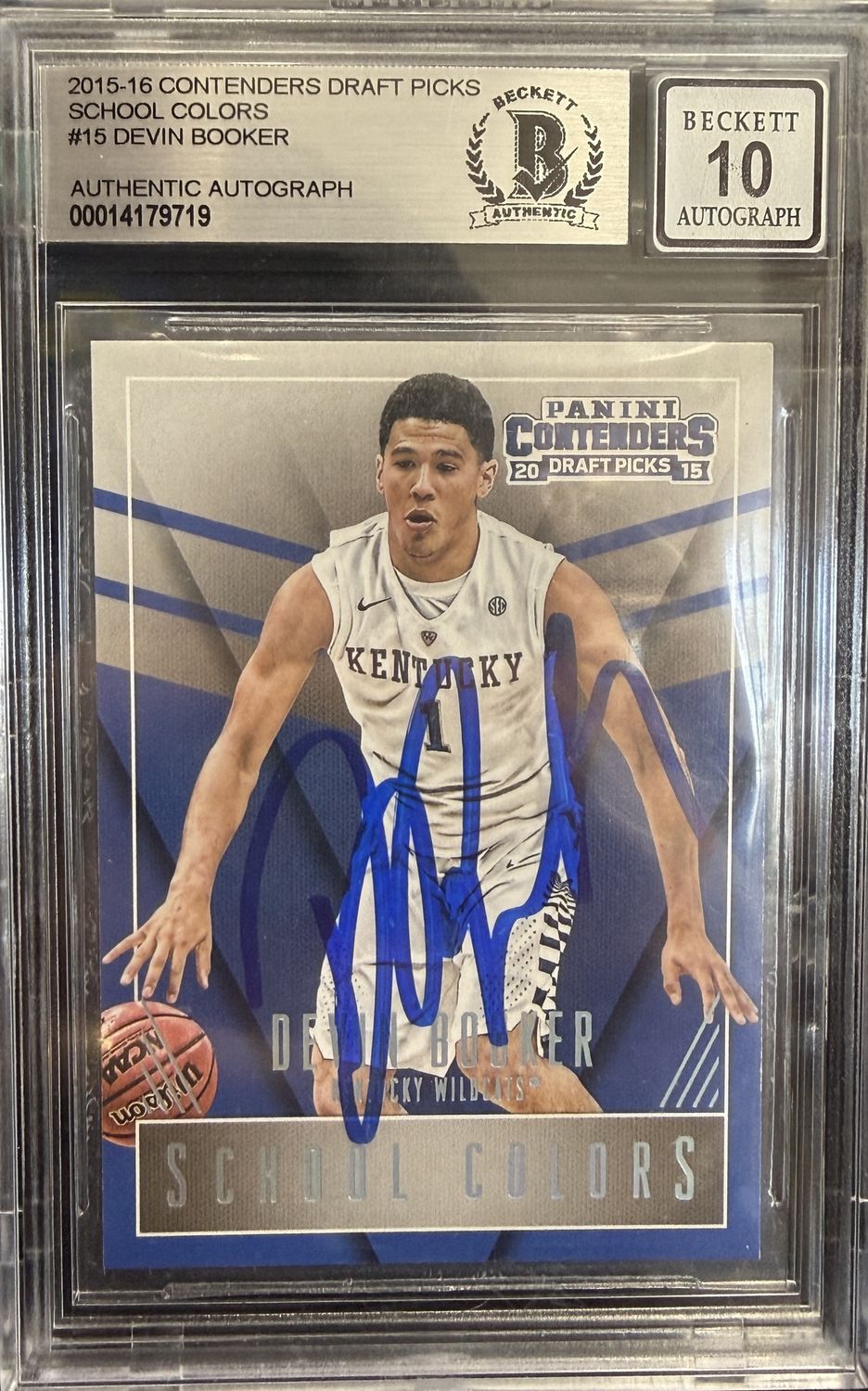 Beckett 10 - 2015-16 Panini Contenders Draft Picks School Colors #15 Devin Booker Authentic Autograph [00014179719]