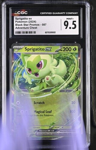 CGC MINT + 9.5 - POKEMON 2024 BLACK STAR PROMO SPRIGATITO EX ADVENTURE CHEST - [6075309082]
