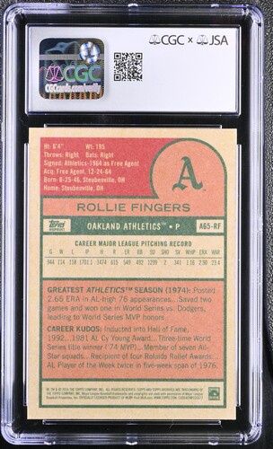 CGC - 2016 Topps Archives 65th Anniversary #A65-RF Rollie Fingers [6077532071]