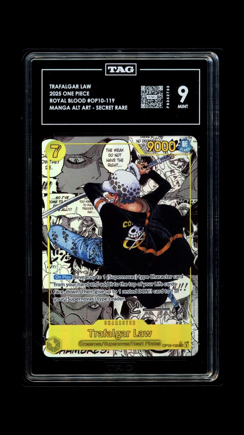 Tag - 9 - Trafalgar Law 2025 One Piece Royal Blood #Op10-119 Manga Alt Art - Secret Rare - [F6342733]