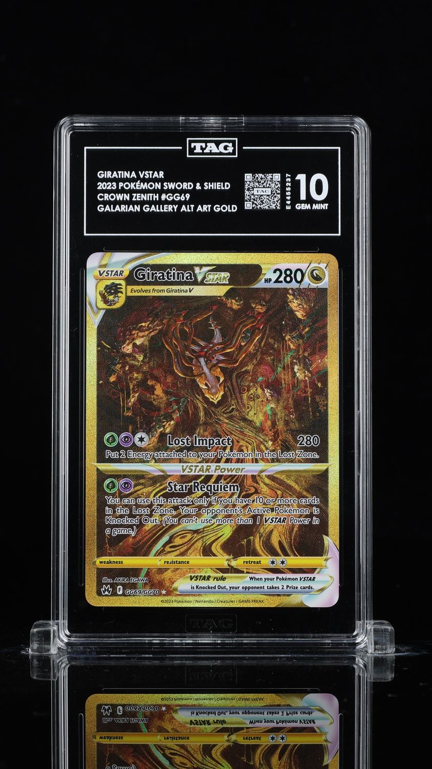 Tag - 10 - Giratina VStar 2023 Pokemon Sword &amp; Shield Crown Zenith #GG69 Galarian Gallery Alt Art Gold - [E4455237]