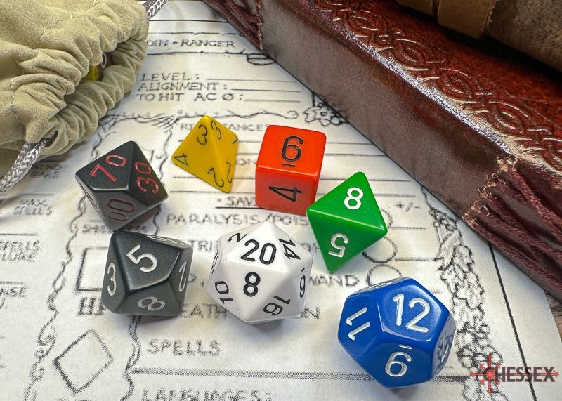 Nostalgia Opaque GM &amp; Beginner Player Polyhedral 7-Dice Set
