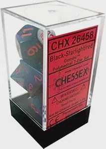 Chessex CHX26458 Dice-Gemini Black-Starlight/Red Set, Red/Black, Large