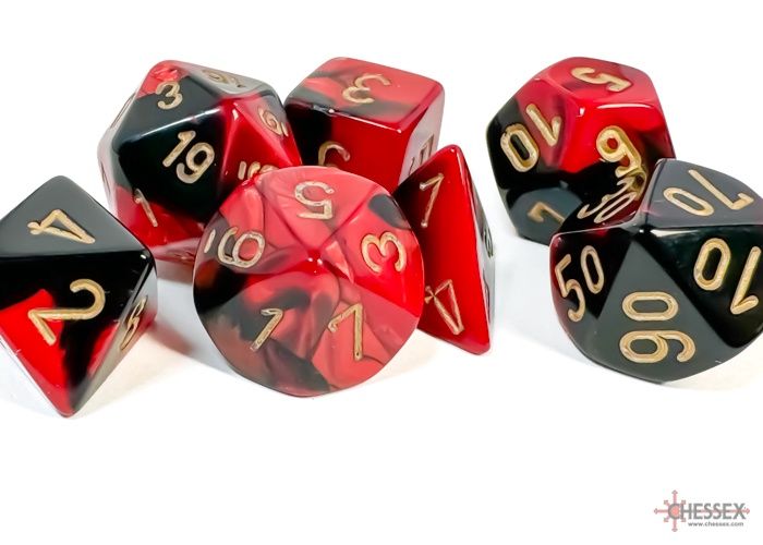 Chessex - CHX 26433 Gemini Black-red/Gold Polyhedral Dice Set